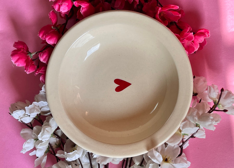 Ceramic Handmade Plate- White Heart