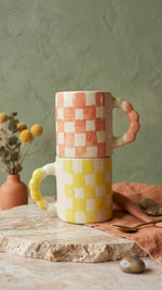 Handmade Ceramics - Yellow Checks Mug image 2