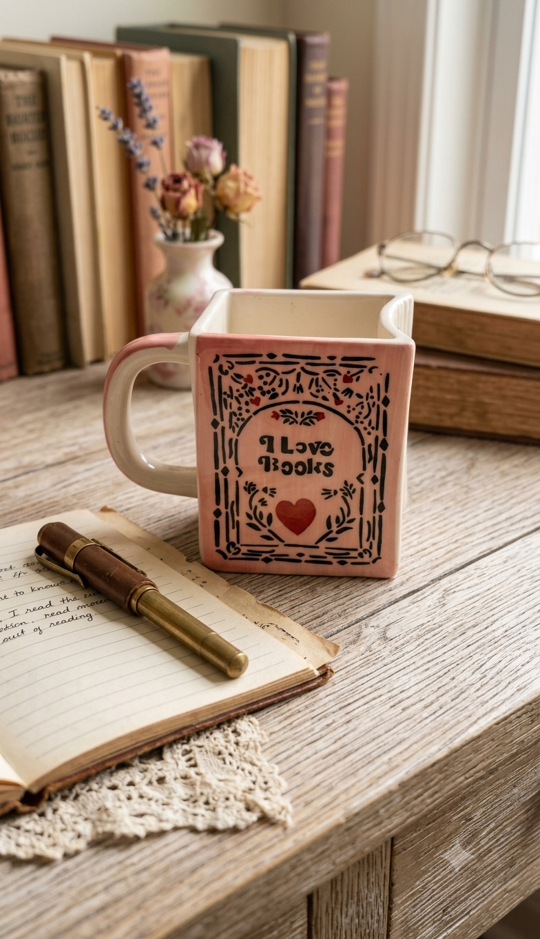 Handmade Ceramic - I Love Books Mug