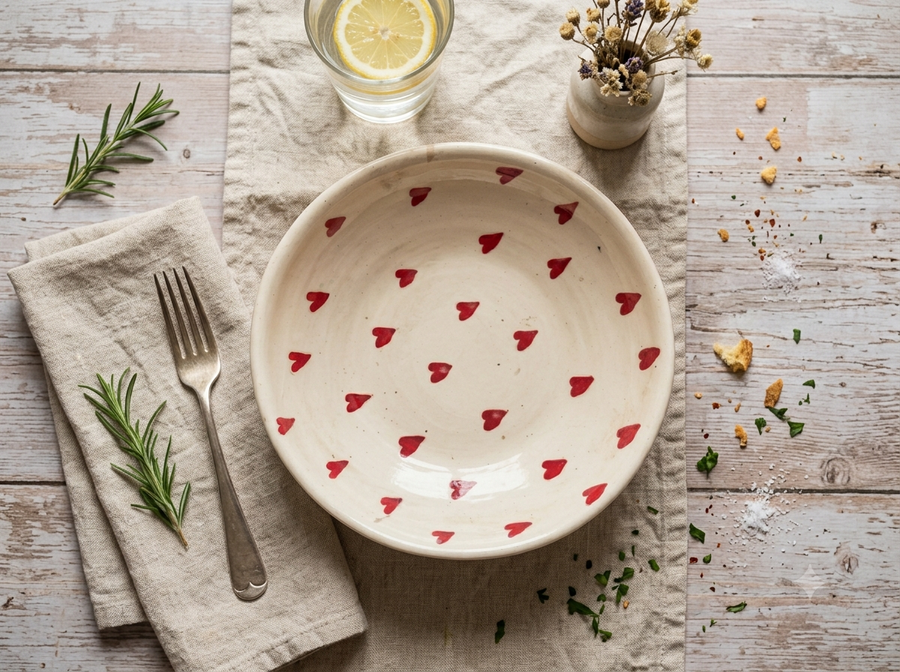 Beautiful Ceramic Handmade Plate- Red Heart Beat
