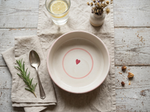 Cute Handmade Ceramics - Red Heart Stripes Snack Bowl image 2