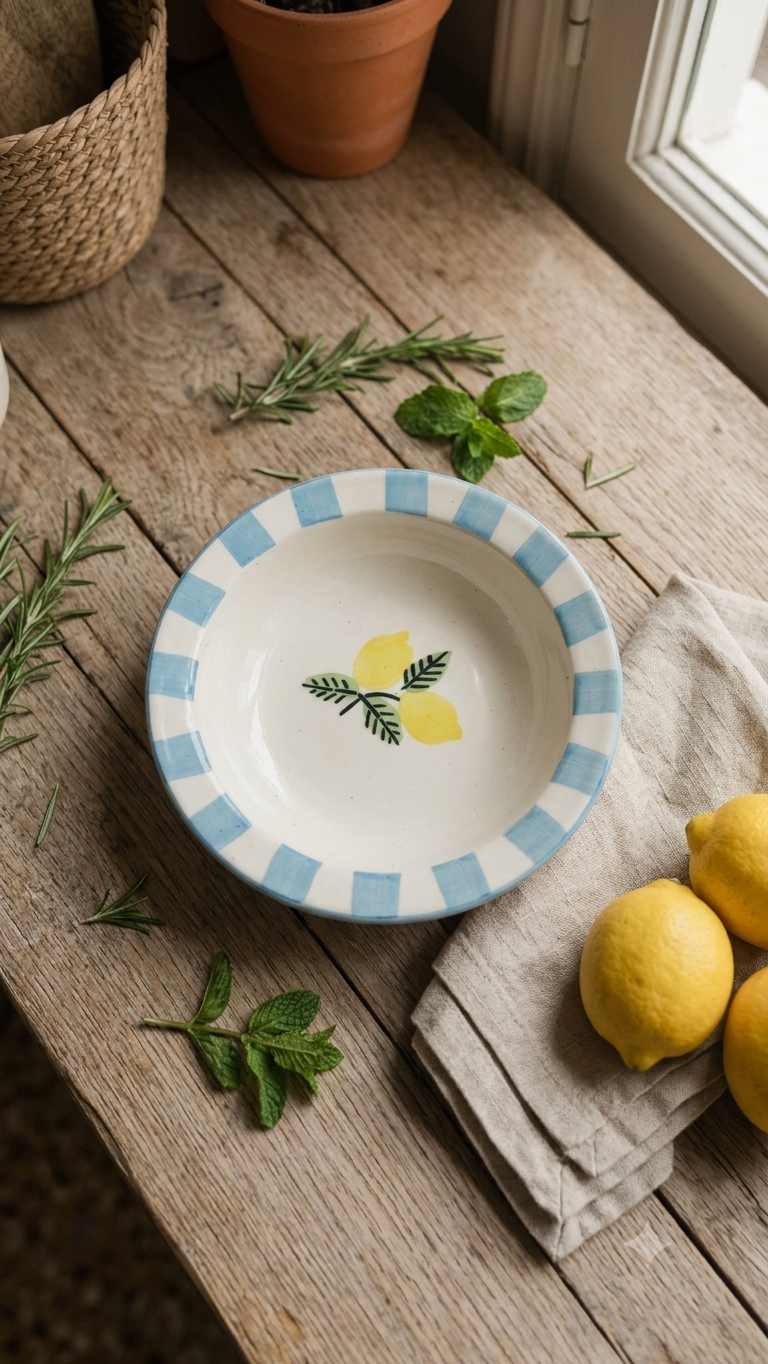Handmade Pasta Plate- Yellow Lemon
