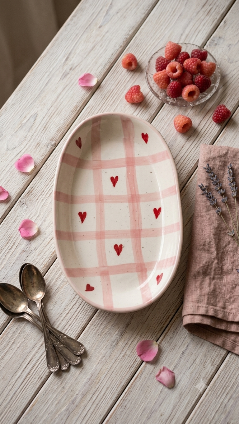 Handmade Ceramics - Red Heart Quarter Plate