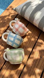 Handmade Ceramic Mug- Pink Daisy Checks image 3