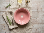 Ceramic Handmade Plate- Pink White Heart image 1