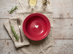 Ceramic Handmade Plate- Red White Heart image 1