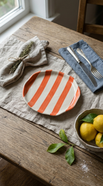 Handmade Ceramic Serving Plate - Orange Strip image 1