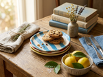 Handmade Ceramic Serving Plate - Blue Strip image 2
