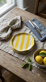 Handmade Ceramic Serving Plate - Yellow Strip image 1