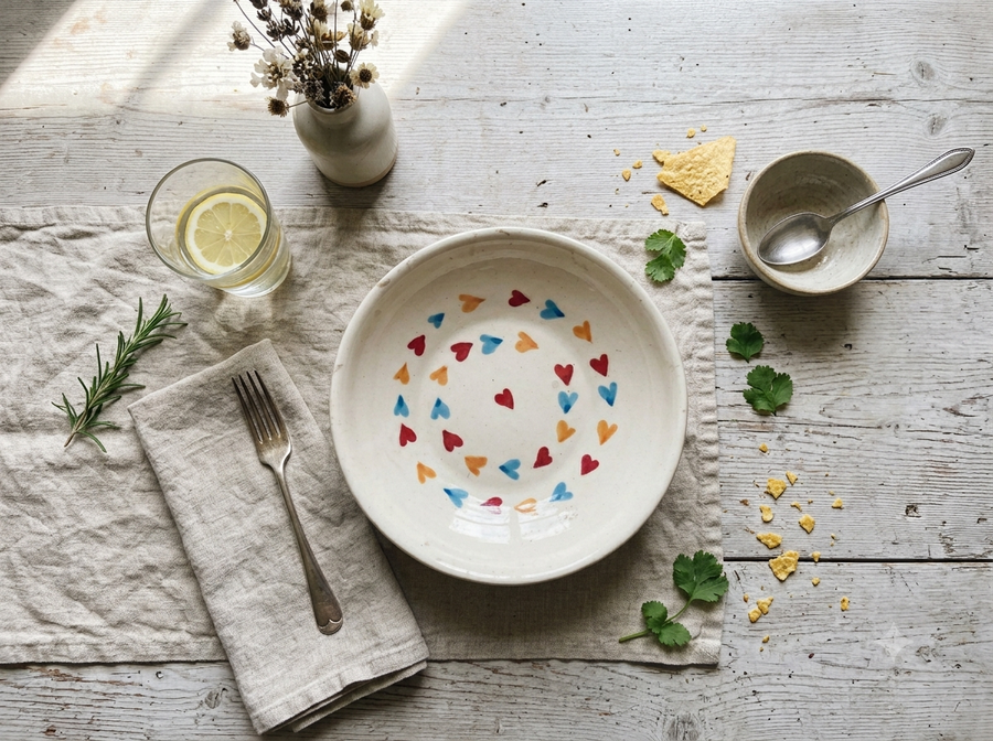Beautiful Ceramic Handmade Plate- Multi heart