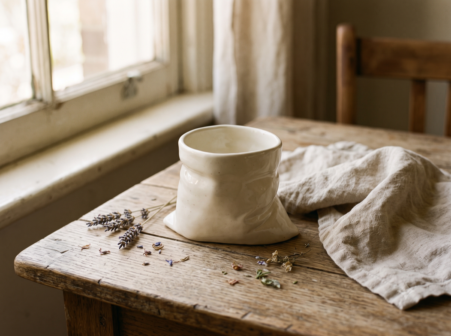 Handmade Ceramic - Plain White Pouch Mug