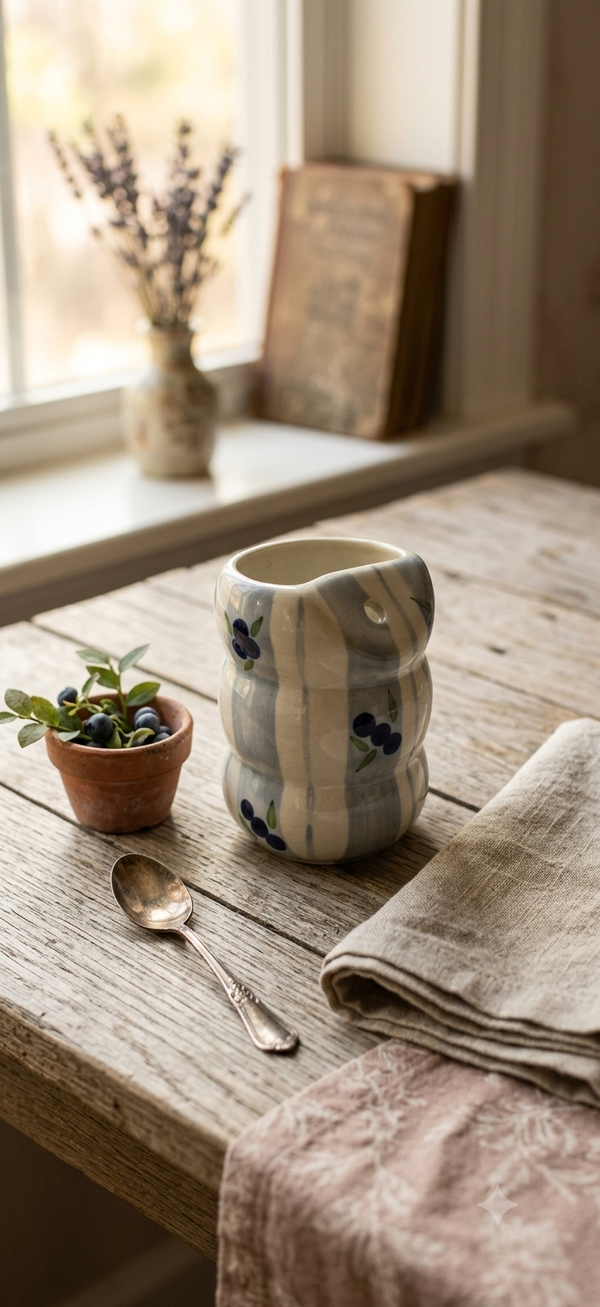 Cute Handmade Ceramic - Blueberry Sipper