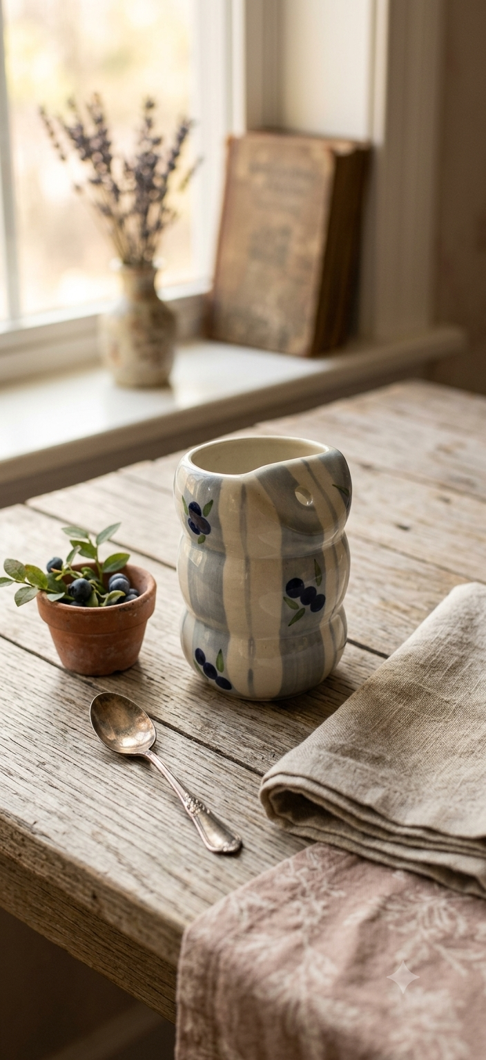 Cute Handmade Ceramic - Blueberry Sipper