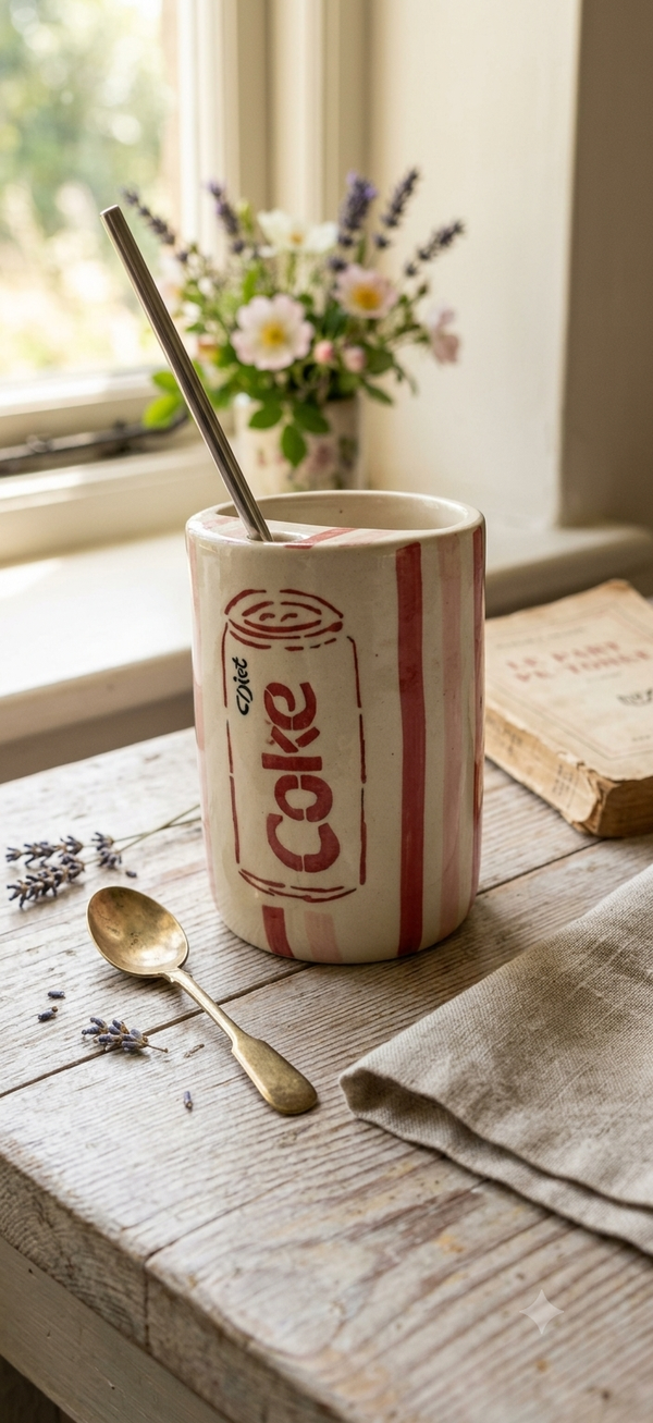 Cute Handmade Ceramic - Diet Coke Sipper