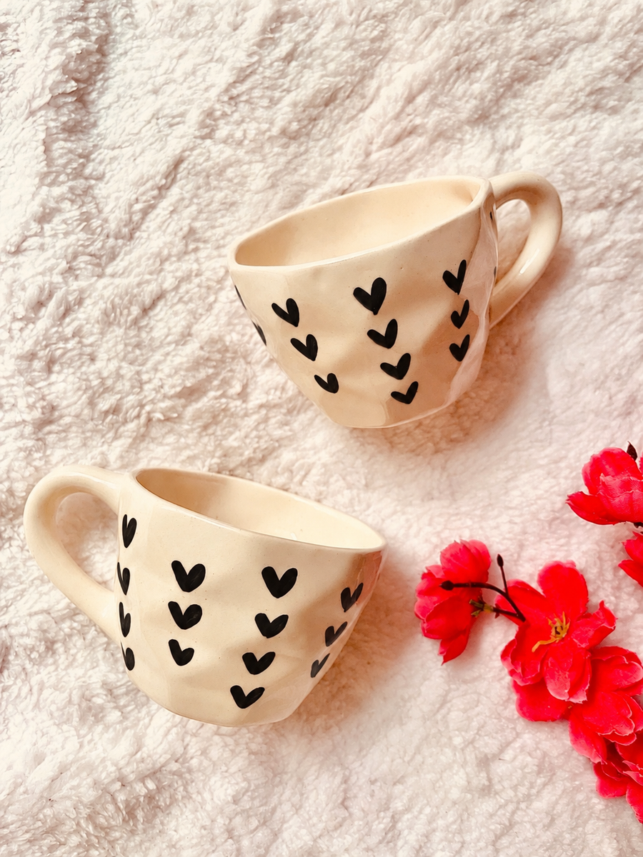 Handmade Ceramic Coffee Mug- Black Heart