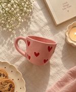 Handmade Ceramic Coffee Mug- Pink Heart image 1
