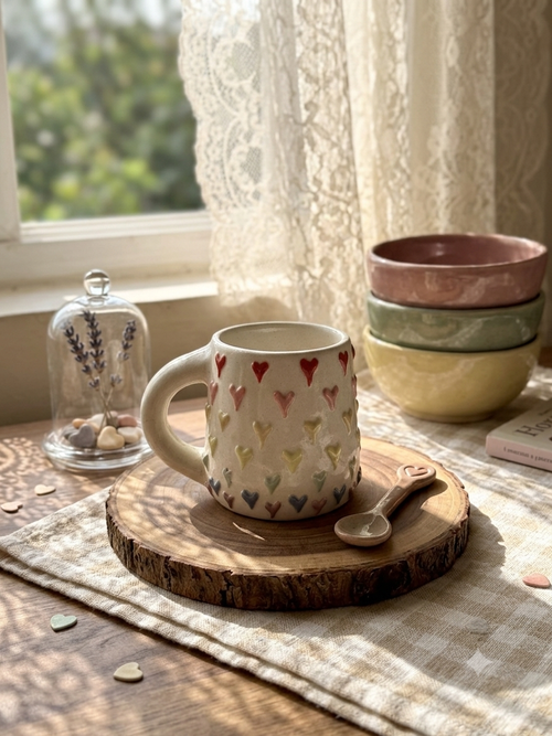 beautiful handmade mugs- Multiheart 3D