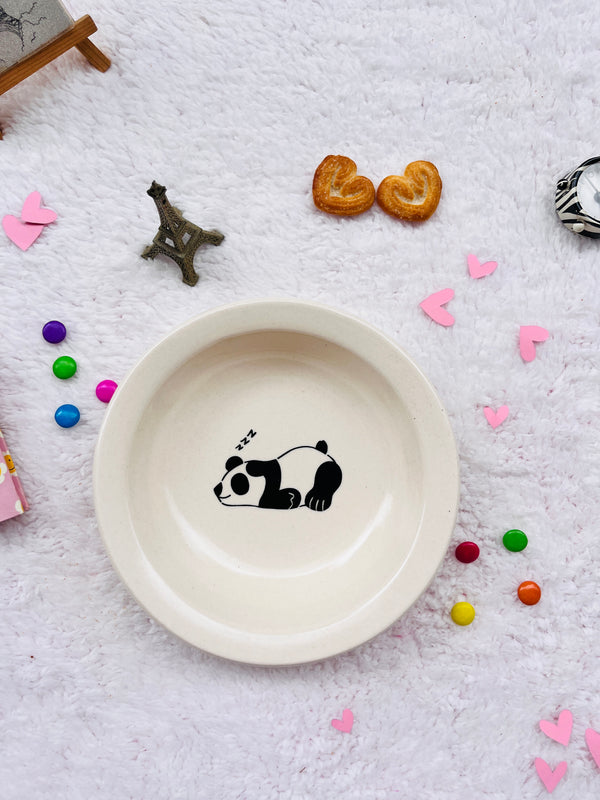ceramic handmade plate- White panda