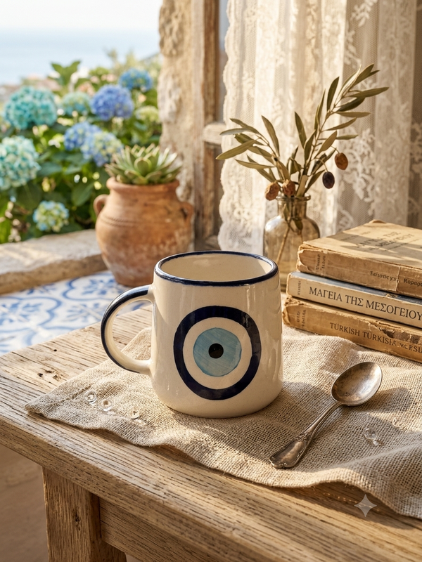 cute handmade mug- Evil eye