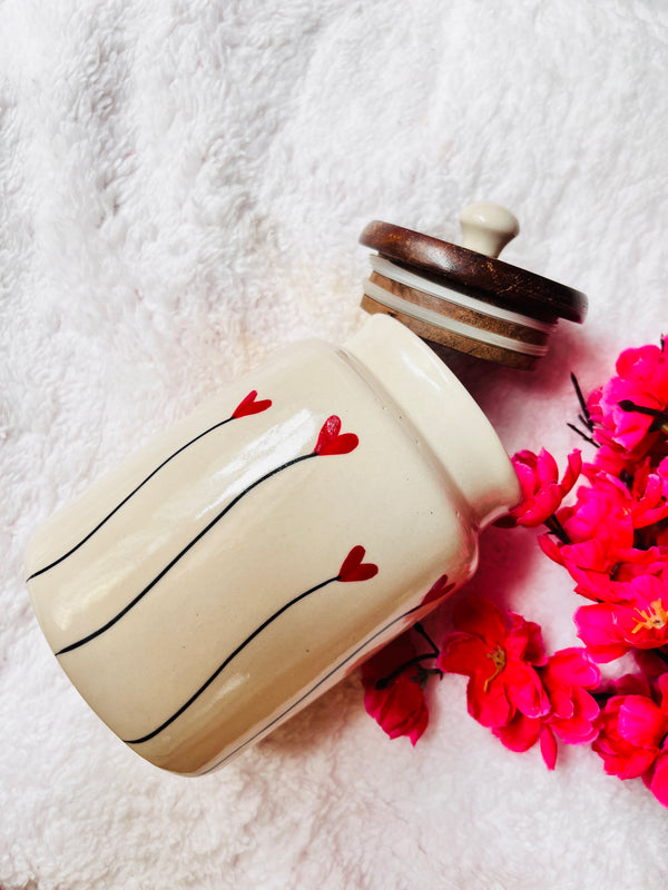 handmade ceramic - Red heart jar
