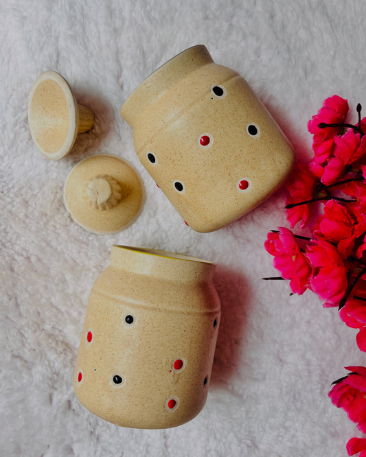 handmade ceramic - Yellow seasoning jar