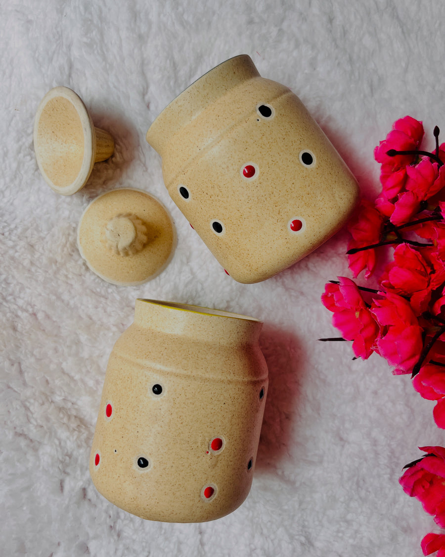 handmade ceramic - Yellow seasoning jar