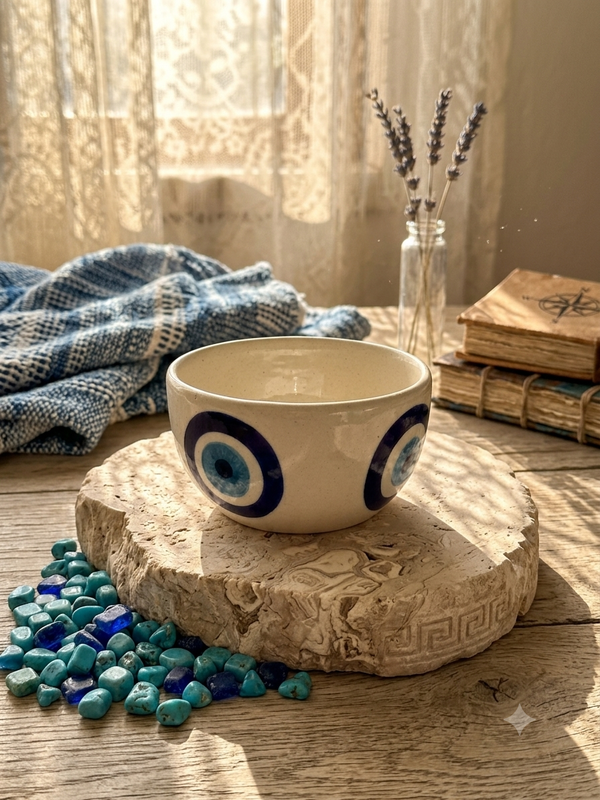 handmade ceramic bowl- Evil eye