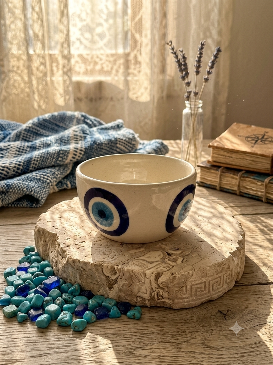 handmade ceramic bowl- Evil eye