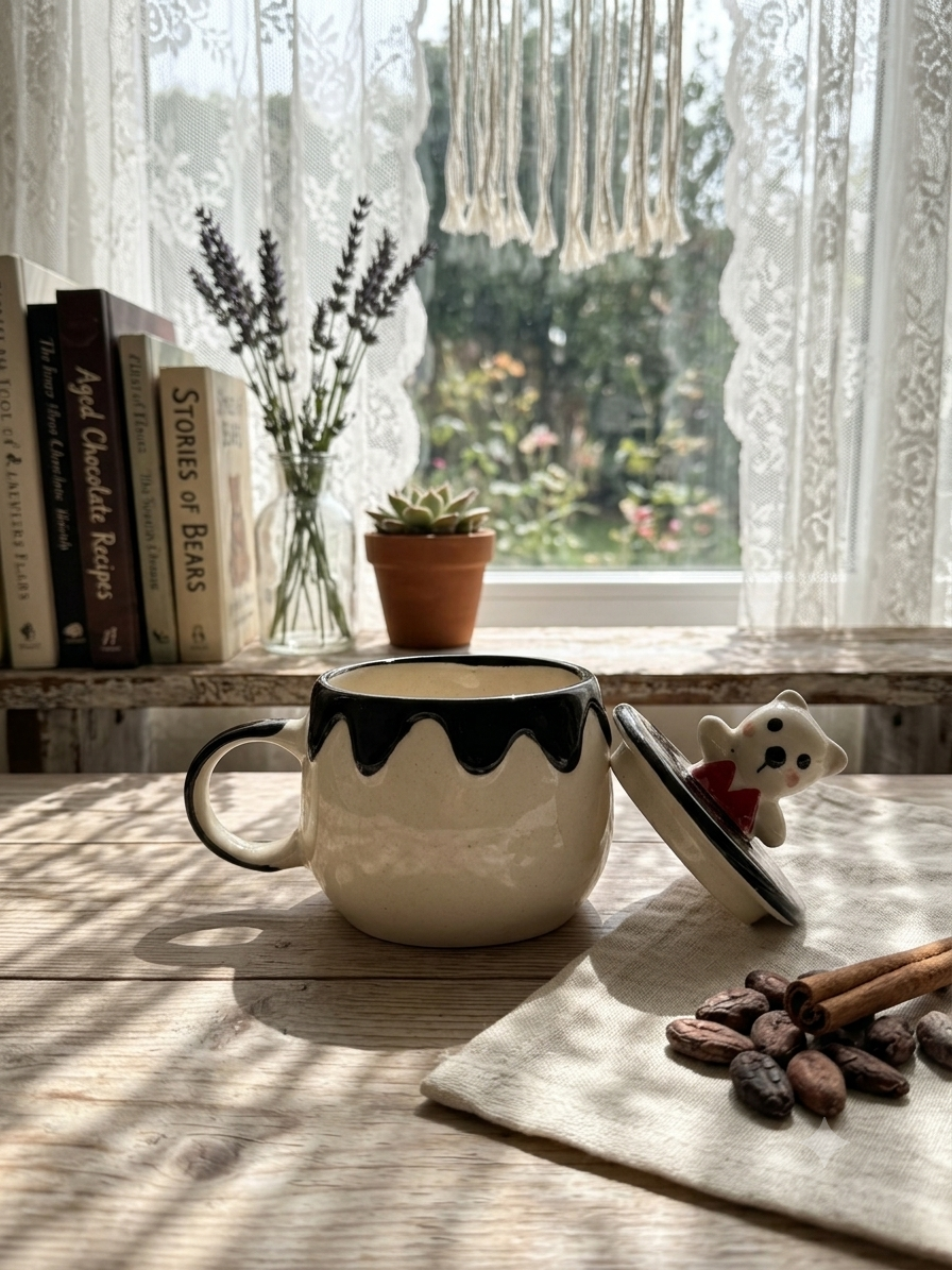 handmade ceramics - Hello kitty Black mug